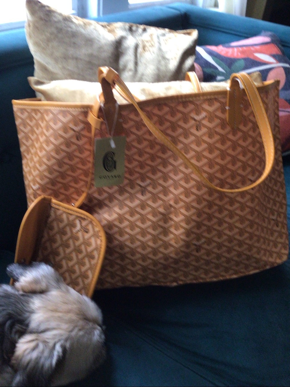 Goyard Tote Bag in Cognac with Yellow Trim authentic ๐ฏ percent ๐๐โ
โ
or best offe - Picture 3 of 7